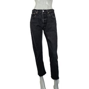 REFORMATION x Levi's Women's Raw ankle crop high rise Denim Jeans Black wash 28